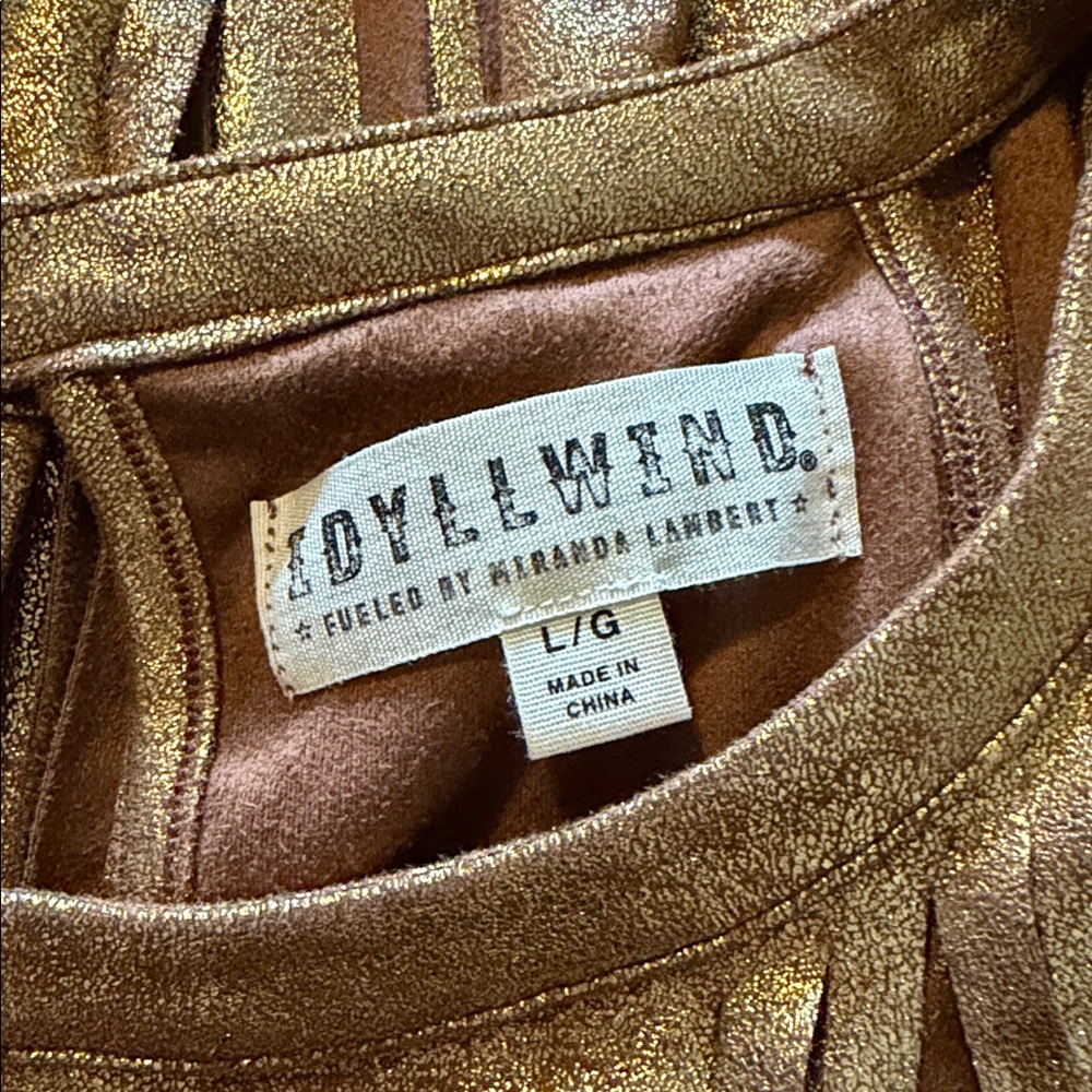 Miranda Lambert Western Large Metallic Gold Fringe Tank Top - Picture 5 of 6